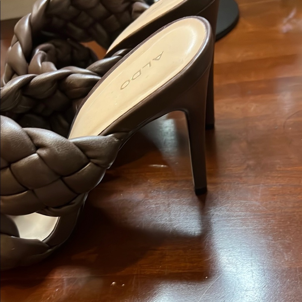 Aldo Women's Chocolate Braided Mules - Picture 4 of 9